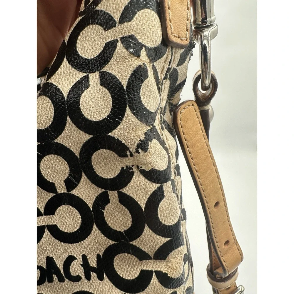 Coach Hobo Handbag Op Art 'Leah' Canvas Convertible